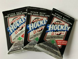 1990 - 91 Upper Deck Hockey Rare French 3 Packs High Series Jagr Bure Rc