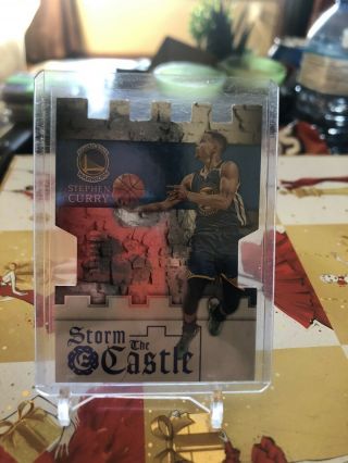 Stephen Curry 2016 - 17 Panini Excalibur Storm The Castle Blue Die - Cut /199 Rare