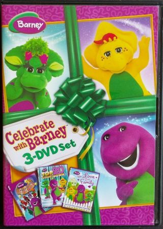 Barney: Celebrate With Barney (dvd,  2012,  3 - Disc Set) Guaranteed Rare Htf