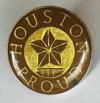 Houston Proud Texas Star Retro Souvenir Vintage Pin Badge Rare (d9)