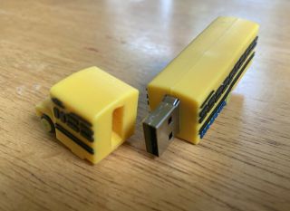 Yellow School Bus Flash Drive Memory Stick Blue Bird Rare 3