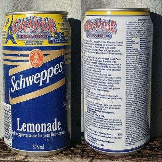 Rare Schweppes Lemonade Soft Drink Can (1992 Grande Indulgence Competition)