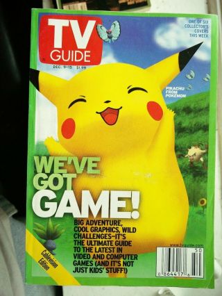 Pikachu From Pokemon 1 Of 6 Covers Sela Ward December 9 - 15 2000 Tv Guide Rare