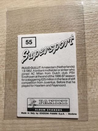 RARE RUUD GULLIT NED SOCCER PANINI SUPERSPORT STICKER 1986/87 55 2