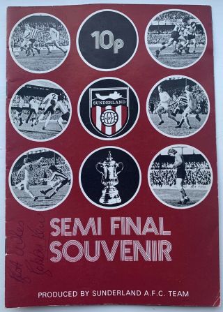 Sunderland Afc 1973 Fa Cup Winners Semi Final Souvenir Programme Signed X2 Rare
