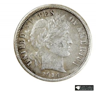 1914 P Barber Dime 10c Xf Au Ten Cents Rare Date Silver Coin 4338 Philadelphia