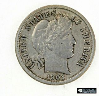 1903 - P Barber Dime 10c Ten Cents Rare Rare Date Silver Coin 4330 Higher Grade
