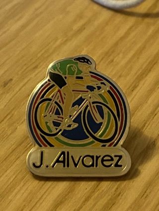 Very Rare Vintage Cycling Pin Badge Jose Alvarez Rainbow Jersey Tour De France