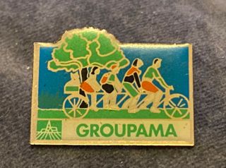 Rare Vintage Cycling Pin Badge Groupama Tour De France Sponsor Team Riders