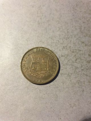 Very Rare Eire 1840 Temperance Copper Half Penny Token