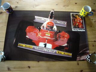 Ferrari & World Champion Niki Lauda Poster,  1977,  Rare &,