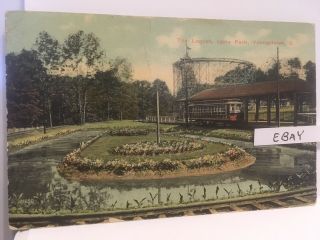 1913 Youngstown Ohio Idora Amusement Park Roller Coaster,  Trolley,  Rare Postcard