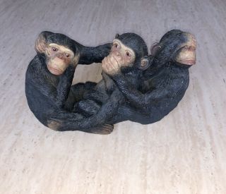 Vtg Rare 3 Wise Monkeys See Speak Hear No Evil Resin Conversation Figure