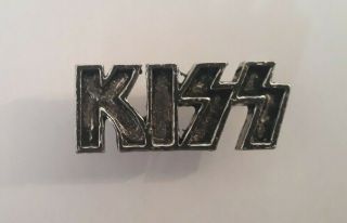 Kiss - Logo - Alchemy Poker Rox Pin Badge / Broach - Uk 1990 - Pewter - Rare