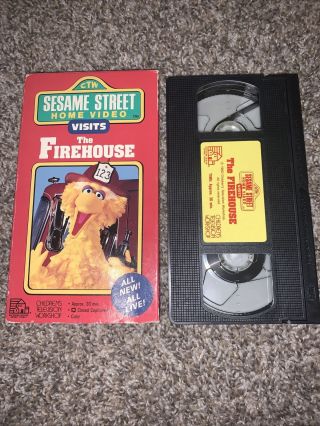 Vintage Sesame Street Home Video - Visits The Firehouse (vhs,  1990) Rare Htf