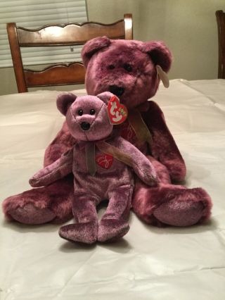Ty 2000 Signature Bear Beanie Baby And Beanie Buddy Mwmt Rare Vintage Old Soft