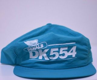 Rare Vintage Usa Dekalb Dk 554 Swingster Nylon Blue Trucker Hat Cap Farm