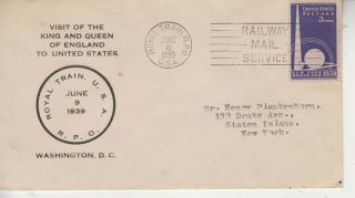 Rare Visit King/queen England Usa Royal Train Railway Mail Service June 8 1939,