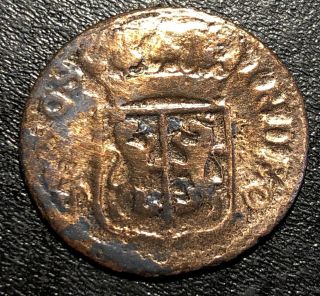 1755 Netherlands Gelderland Dutch Republic 1 Duit Rare Copper Polished Coin