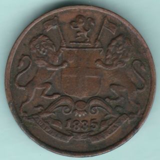 East India Company 1835 One Quarter Anna Rare Coin