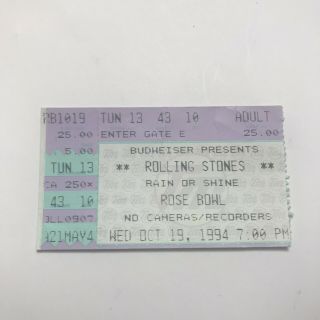 Rolling Stones Rose Bowl Concert Ticket Stub Rare Vintage October 19 1994