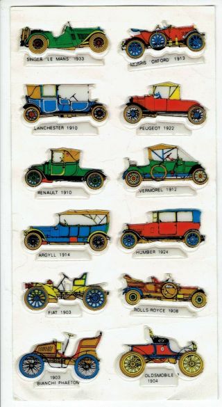 Rare Vintage Puffy Vinyl Stickers Sheet Classic Cars Vehicles
