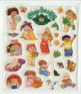 Rare Vintage Puffy Vinyl Stickers Sheet Cabbage Patch Kids