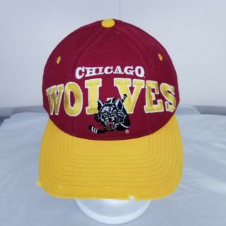Vintage Chicago Wolves Snapback Hat Cap Minor League Ihl 90s Rare Hockey Starter