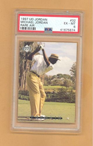 Michael Jordan 1997 Upper Deck Golf Jordan Rare Air Psa Graded Ex - Mt 6