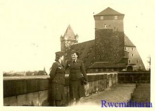 RARE Pair Female Wehrmacht Blitzmädel Helferin Girls Chatting on Bridge 2