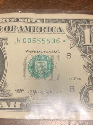 2013 $1 Star Note Low Serial Number Quad 5’s Fancy Rare