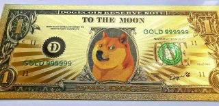 Gold Plated Dogecoin Banknote From The Bank Of Doge Rare Item Fast Uk Seller