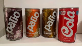 4 Vintage 12oz Soda Pop Cans Patio Hyde Park Cola Root Beer Orange Grape Rare