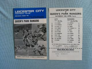 Rare 1969/70 Leicester City V Qpr Single Sheet & Football Match Program
