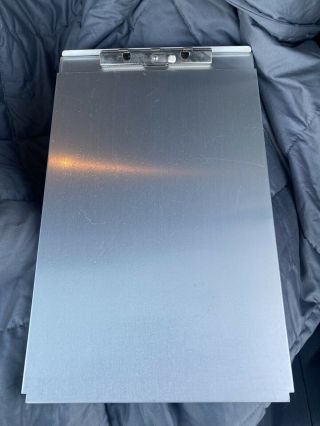 Aluminum Clipboard W/ Storage Legal Size Form Holder Portfolio Metal Binder Rare