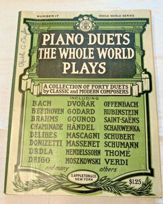 Antique Rare 40 - Piano Duets - The Whole World Plays - No.  17 - 1920 Albert Wier
