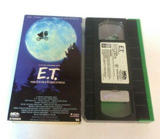 E.  T.  Et The Extra Terrestrial Vhs 1982 Rare Green And Black Tape Spielberg