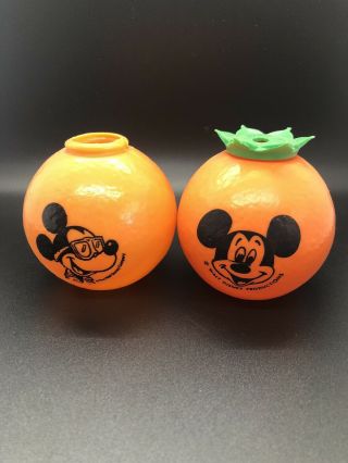 2 Rare Vintage Walt Disney Productions Disneyland Mickey Orange Juice Cup Bottle