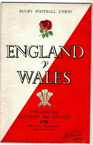 England V Wales 18th January 1958 Rare