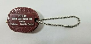 Rare 1940s Tiffin Art Metal Company Key Chain Tape Measure