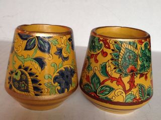Rare Pair Vintage Hand Crafted Hand Painted Greek Vanity Bowls,  Bud Vases