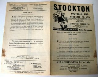 Stockton V North Shields 1962/63 North Eastern League Rare Programme.