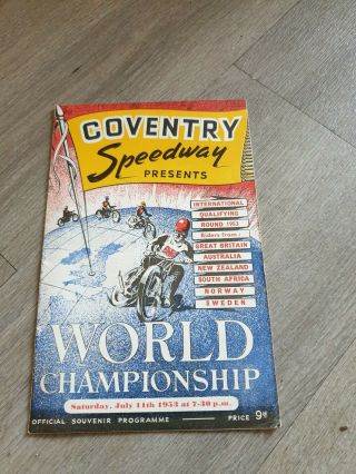 Rare Coventry Speedway World Championship Programme July 11th 1953