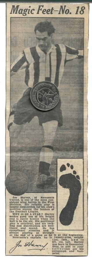Joe Harvey Newcastle United Daily Mirror Magic Feet 1948 Rare