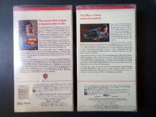 Vintage 1986 Superman The Movie & 1987 Superman II VHS Rare OOP W/Plastic Cover 2