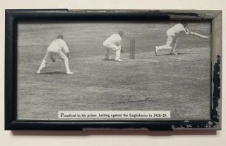 Bill Ponsford Rare Signed Cricket Framed Picture Vintage Australia Memorabilia
