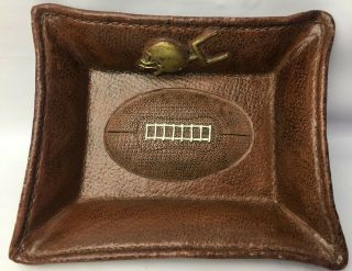 Nfl Ncaa Football Leather Texture Candy Dish/catch All - Helmet/goal Post - Rare