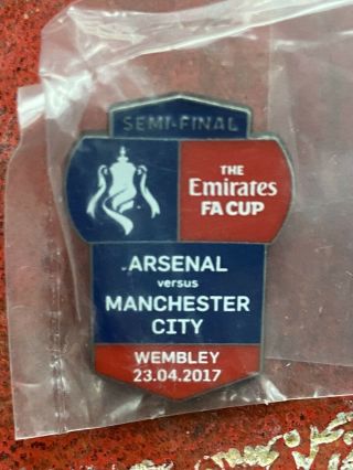 Rare 2017 Fa Cup Semi Final Wembley Arsenal V Manchester City Badge