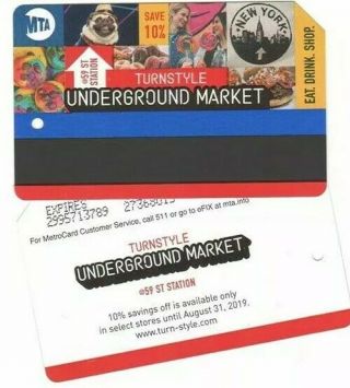 Metrocard Turnstyle Underground Market " Metro Card Mta Subway Nyc Rare