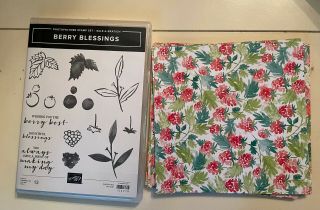 Stampin Up Berry Blessings And Berry Delightful Paper Rare - A - Bration